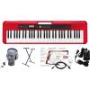 imageCasio Casiotone CTS200RD  61Key Portable Keyboard for Beginners  400 Tones 77 Rhythms LCD Display Dance Music Mode USBMIDI Stereo Speakers  Includes Power Supply ampamp Music Rest  RedRed