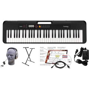 imageCasio Casiotone CTS200RD  61Key Portable Keyboard for Beginners  400 Tones 77 Rhythms LCD Display Dance Music Mode USBMIDI Stereo Speakers  Includes Power Supply ampamp Music Rest  RedBlack