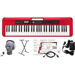 imageCasio Casiotone CTS200RD  61Key Portable Keyboard for Beginners  400 Tones 77 Rhythms LCD Display Dance Music Mode USBMIDI Stereo Speakers  Includes Power Supply ampamp Music Rest  RedRed